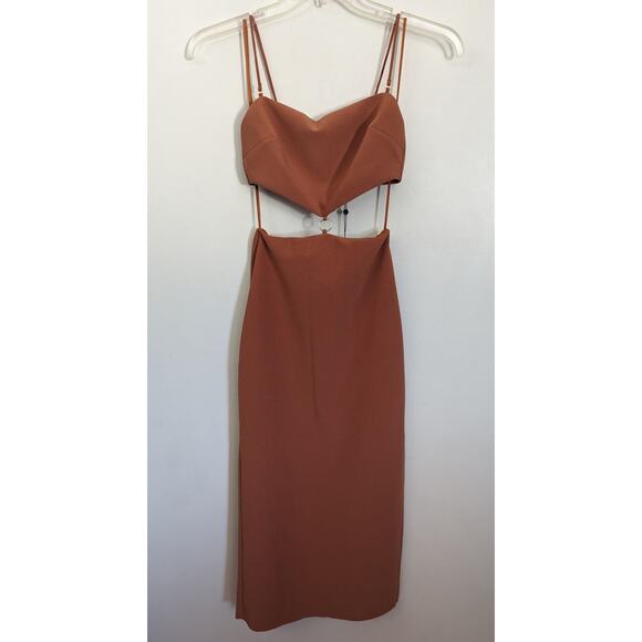 Bec & Bridge Alba Cut-Out Midi Dress in Terracotta, Size 4 - Picture 4 of 9
